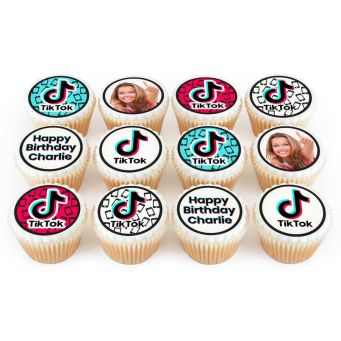 12 TikTok Themed Photo Cupcakes