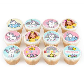 12 Unicorn Rainbow Cupcakes