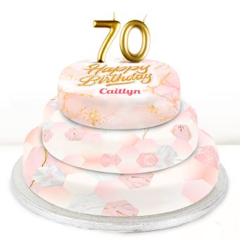 70th Birthday Pink Foil Cake 