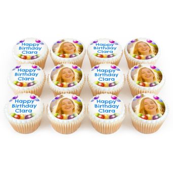 12 Pink Name Cupcakes