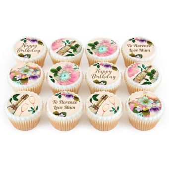 12 Vintage Rose Cupcakes