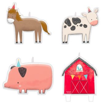 4 Farm Animal Candles