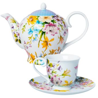English Garden Teapot and Cup Set