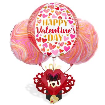 Valentine's Balloon and Card Bouquet