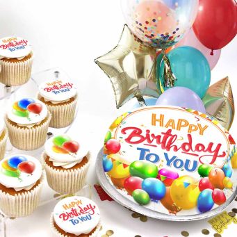 Birthday Cake and Cupcakes Party Set