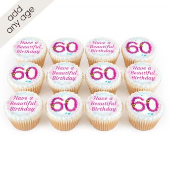 12 Any Age Floral Cupcakes 