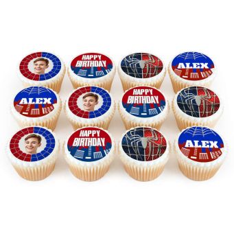 12 Spiderman Photo Cupcakes