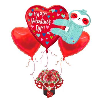 Valentine's Sloth Balloon Bouquet