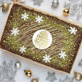 Gold Pistachio Xmas Tray Bake