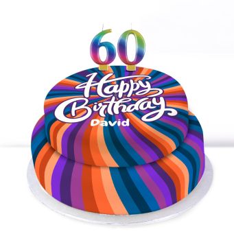 Rainbow Spiral 60th Birthday Cake