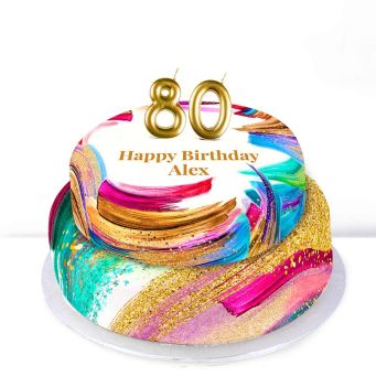 80th Birthday Paint Cake