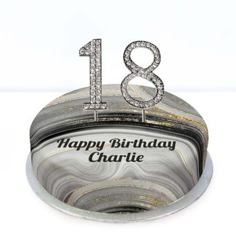 18th Birthday Black Marble Cake