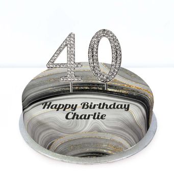 40th Birthday Black Marble Cake