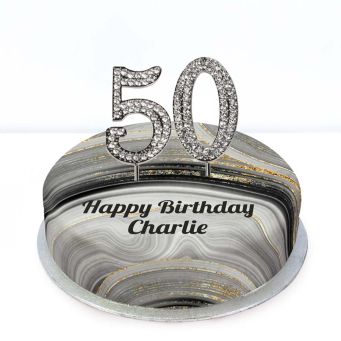 50th Birthday Black Marble Cake
