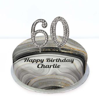 60th Birthday Black Marble Cake
