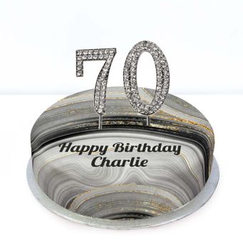 70th Birthday Black Marble Cake
