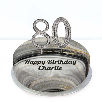 80th Birthday Black Marble Cake