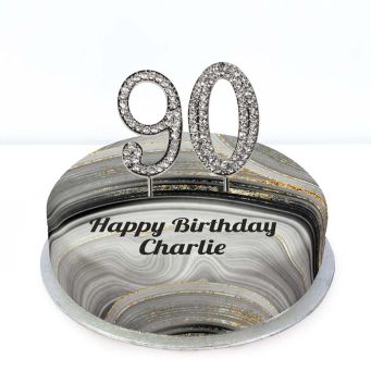 90th Birthday Black Marble Cake