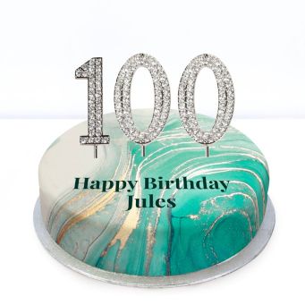 100th Birthday Green Marble Cake