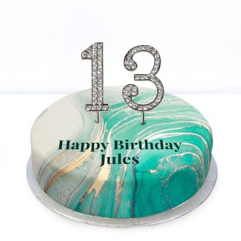 13th Birthday Green Marble Cake