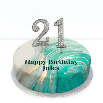 21st Birthday Green Marble Cake
