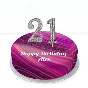 21st Birthday Purple Marble Cake