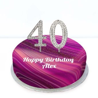 40th Birthday Purple Marble Cake
