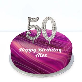 50th Birthday Purple Marble Cake