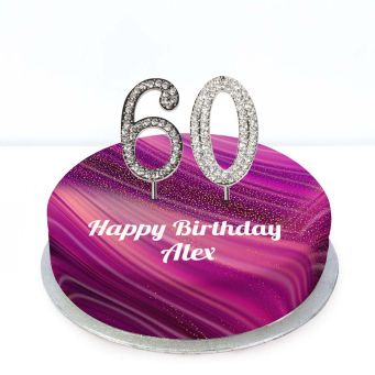 60th Birthday Purple Marble Cake