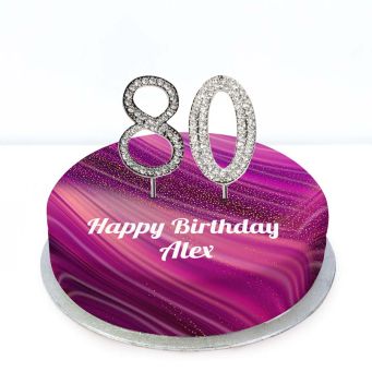 80th Birthday Purple Marble Cake
