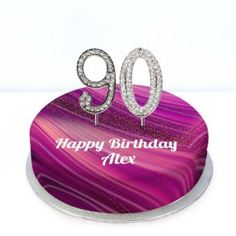 90th Birthday Purple Marble Cake