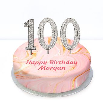 100th Birthday Pink Marble Cake