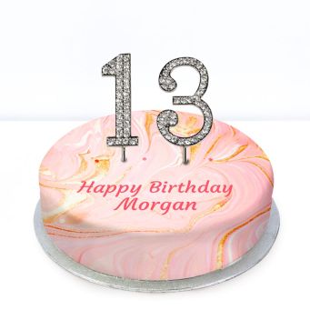 13th Birthday Pink Marble Cake