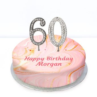 60th Birthday Pink Marble Cake