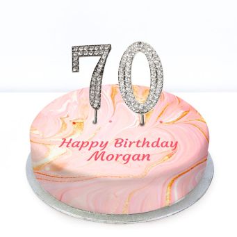 70th Birthday Pink Marble Cake