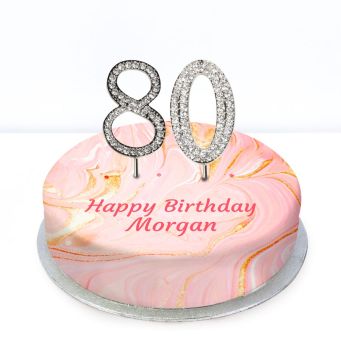 80th Birthday Pink Marble Cake
