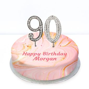 90th Birthday Pink Marble Cake
