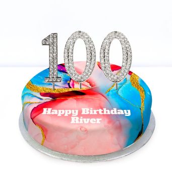 100th Birthday Red Marble Cake