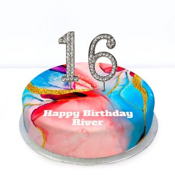 16th Birthday Red Marble Cake