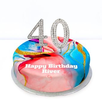 40th Birthday Red Marble Cake