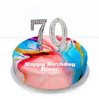 70th Birthday Red Marble Cake