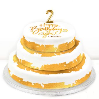 2nd Birthday Gold Foil Cake 