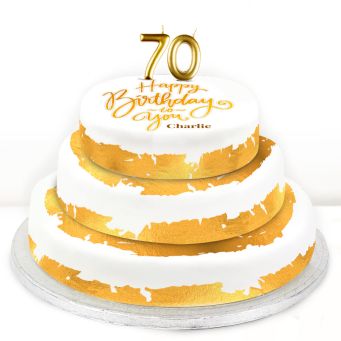 70th Birthday Gold Foil Cake 