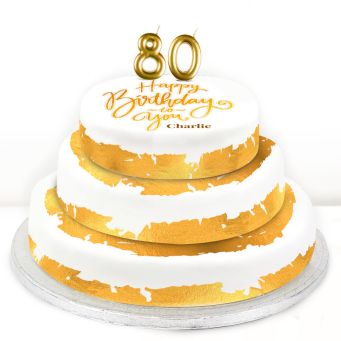80th Birthday Gold Foil Cake 
