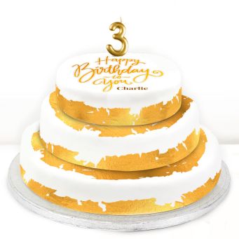 3rd Birthday Gold Foil Cake 