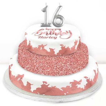 16th Birthday Rose Foil Cake 