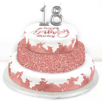 18th Birthday Rose Foil Cake 