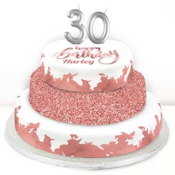 30th Birthday Rose Foil Cake 