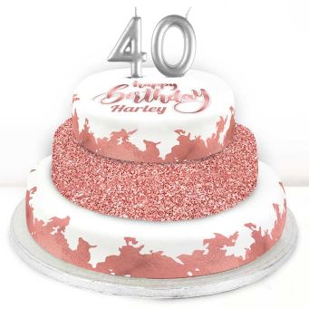 40th Birthday Rose Foil Cake 