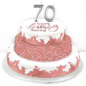 70th Birthday Rose Foil Cake 